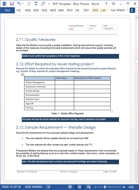 Rfp Response Template Microsoft Word For Your Needs
