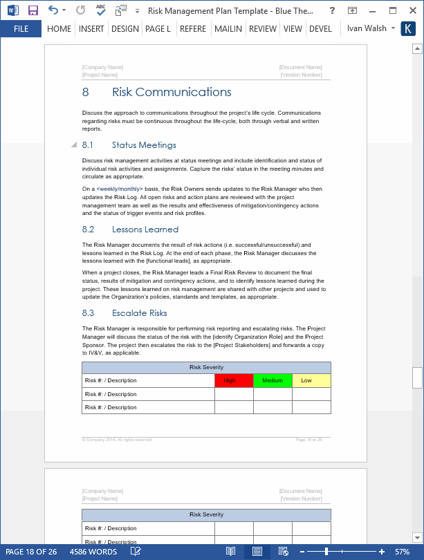 Risk Management Report Template from klariti.com