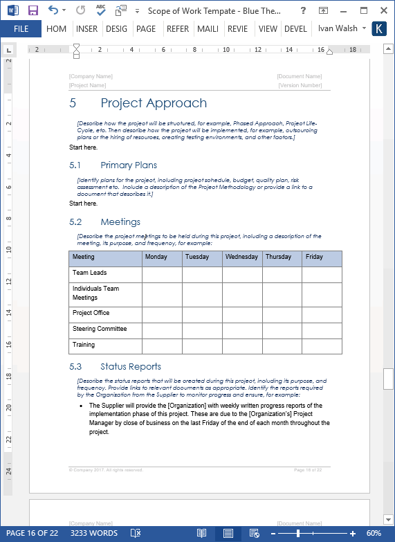 Word Scope Of Work Template