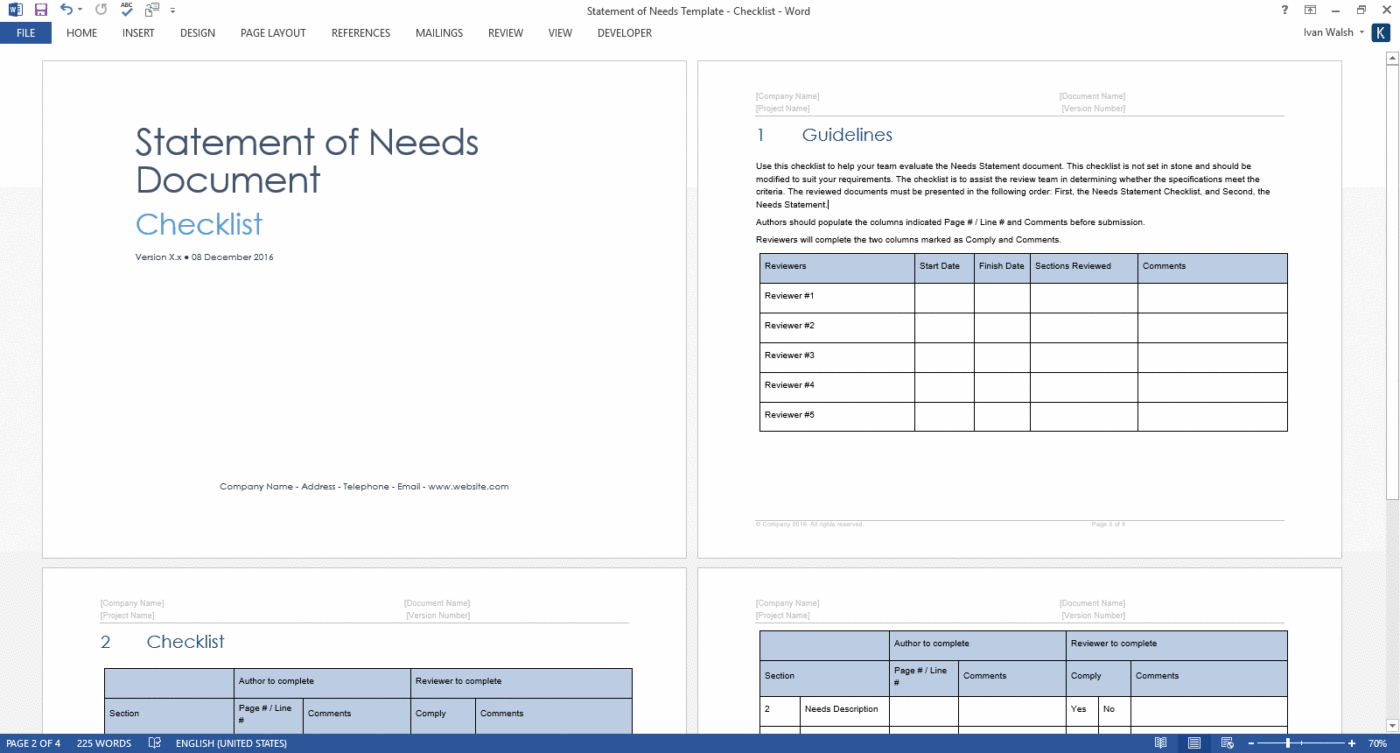 Statement of Needs Template – MS Office Templates with AI prompts