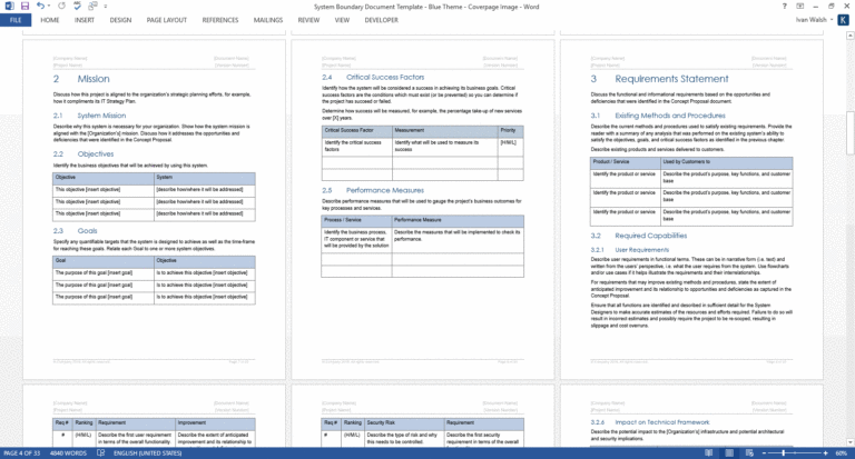 System Boundary Document Templates – Templates, Forms, Checklists for ...
