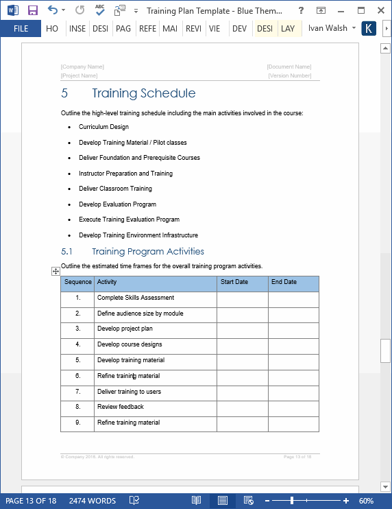 Training Plan templates Templates Forms Checklists for MS Office