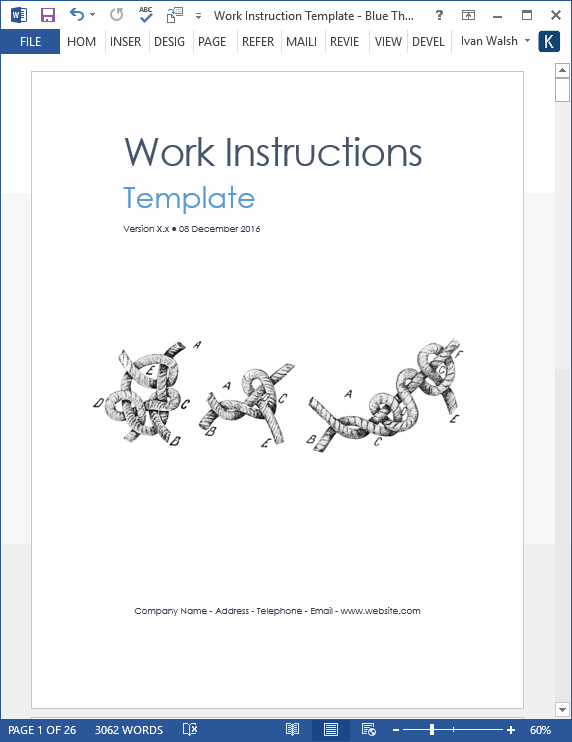 Work Instruction Template (Word) Templates Forms Checklists for MS