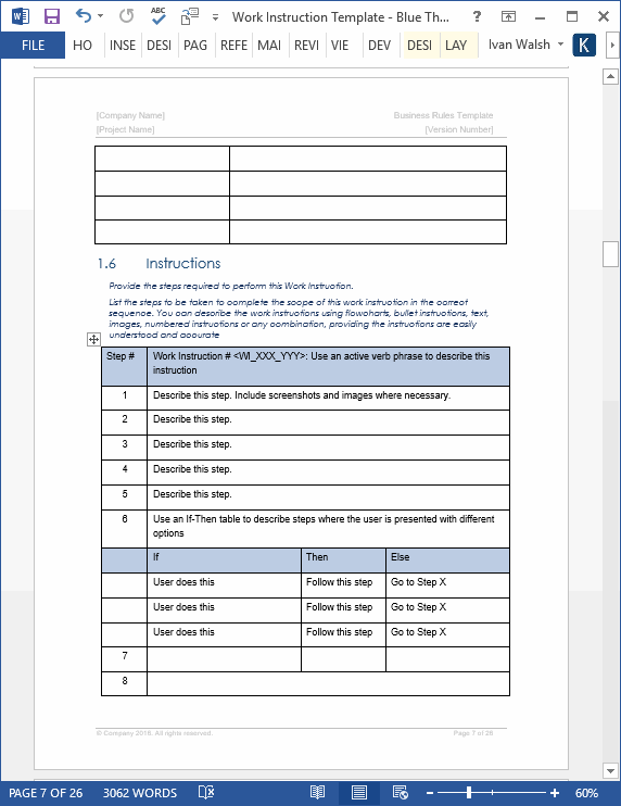 Work Instruction Template Word Templates Forms Checklists For Ms Office And Apple Iwork