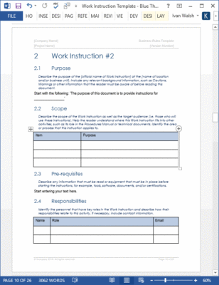 Work Instruction Templates (MS Word) – MS Office Templates with AI prompts