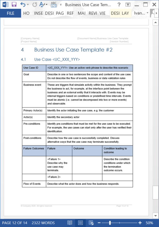 simple business case template uk